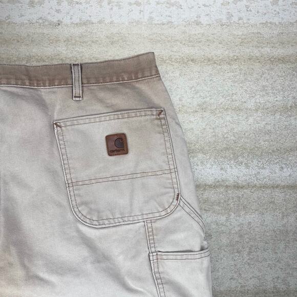 Vintage Carhartt Carpenter Pants Light Tan Canvas Baggy Dungarees Painters 90s - Picture 3 of 4